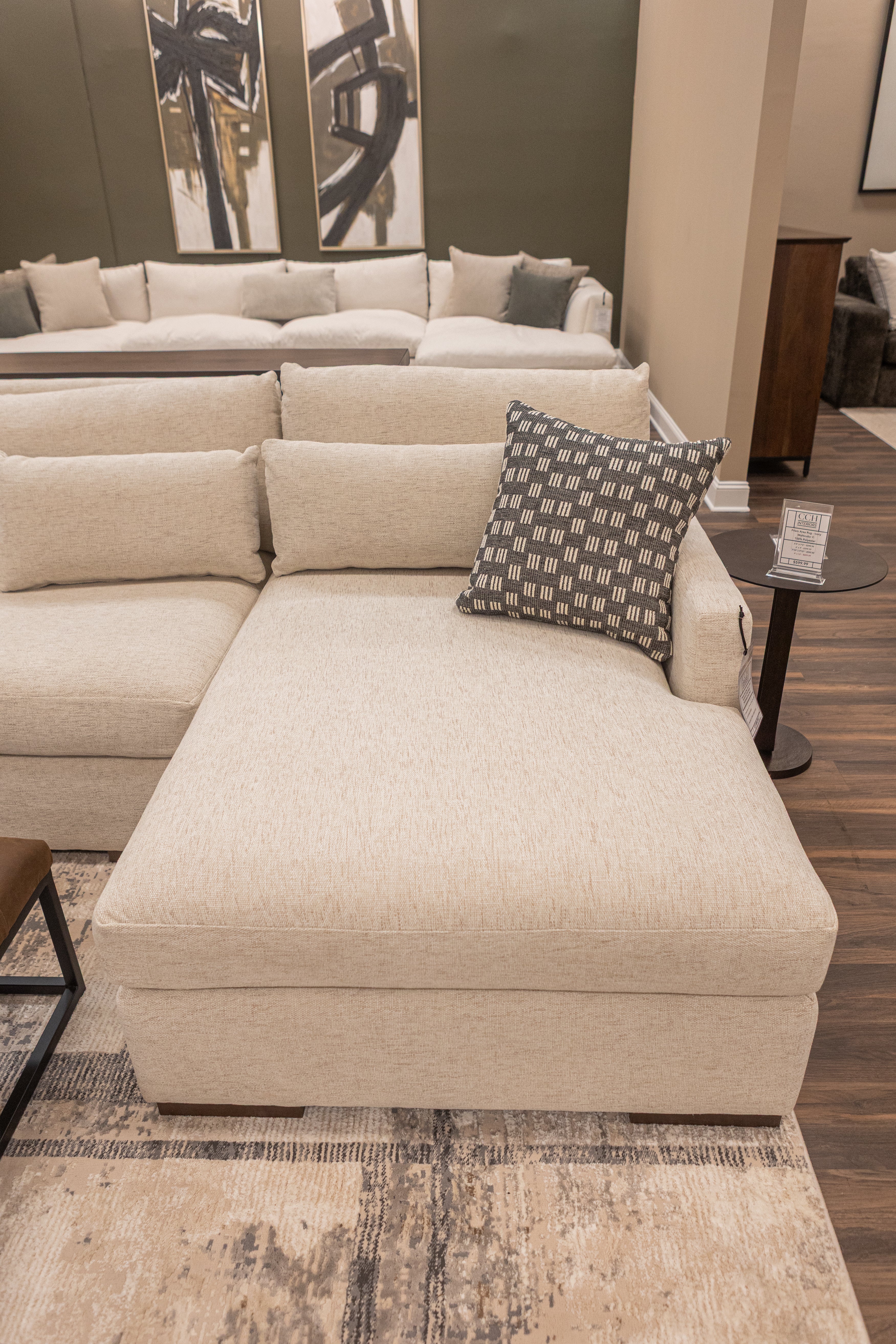 Glenda Quick Ship 144" x 104" Sectional w/ RAF Chaise - Performance Ivory Pearl