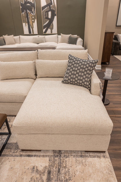 Glenda Quick Ship 144" x 104" Sectional w/ RAF Chaise - Performance Ivory Pearl