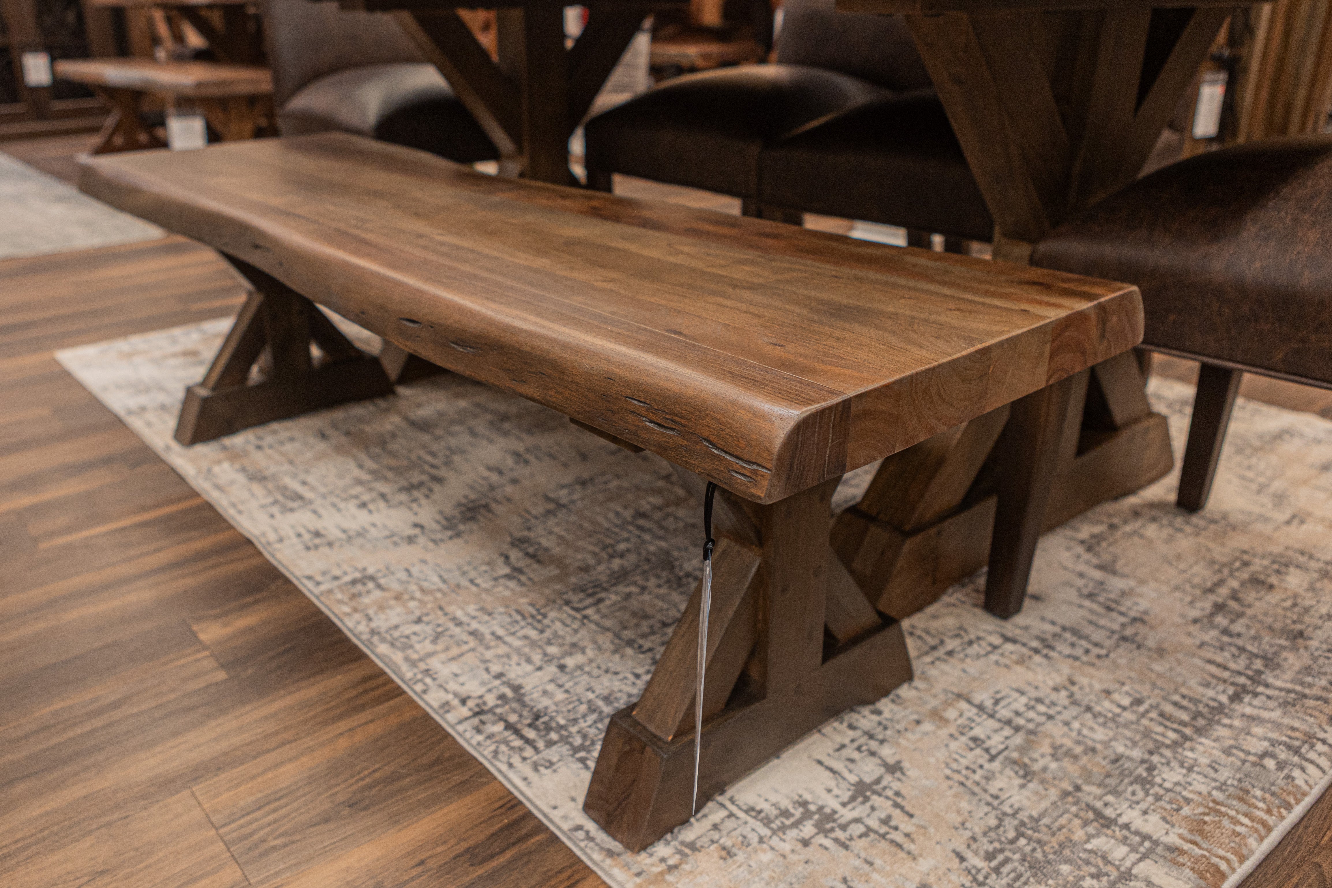 Nathan 72" Acacia Live Edge Dining Bench - Natural + Smoke