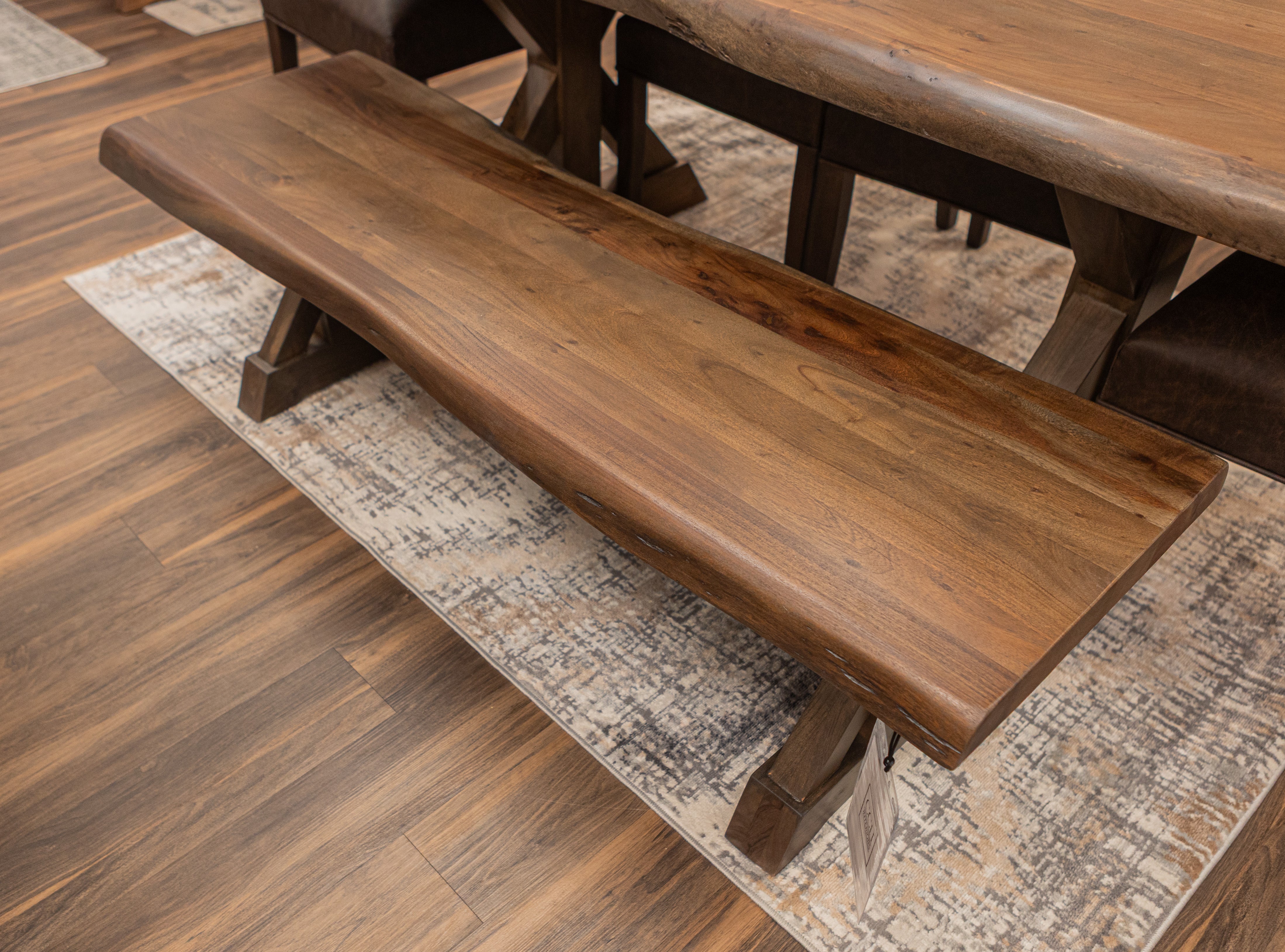Nathan 72" Acacia Live Edge Dining Bench - Natural + Smoke