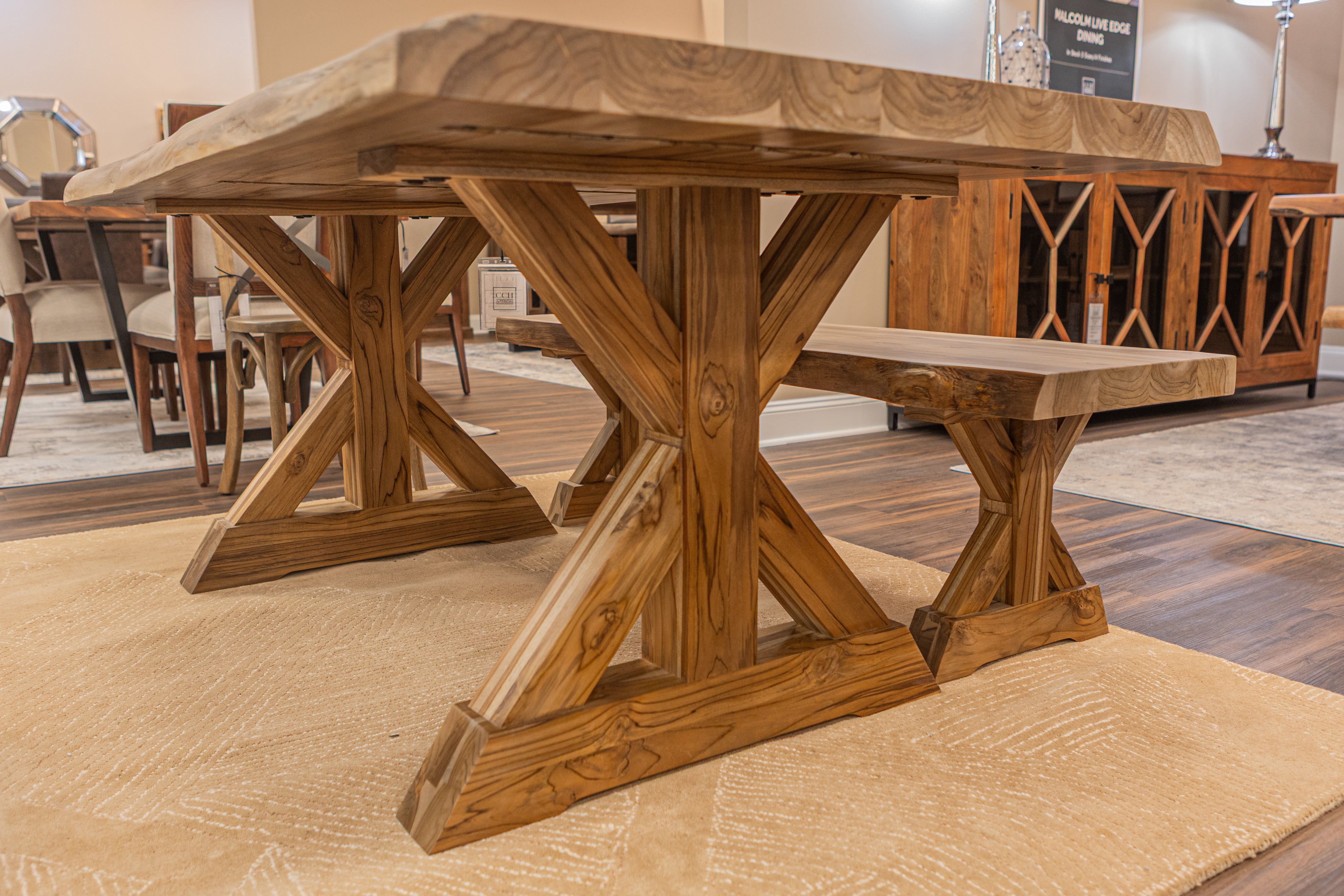 Bartholomew 72" Teak Live Edge Dining Table - Natural