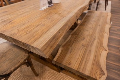 Bartholomew 72" Teak Live Edge Dining Table - Natural