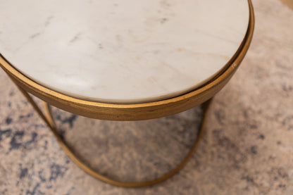 Crowder 38" Nesting Coffee Tables - Brass + Marble