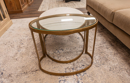 Crowder 38" Nesting Coffee Tables - Brass + Marble