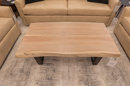 Malcolm Acacia 52" Live Edge Coffee Table - New White Wash