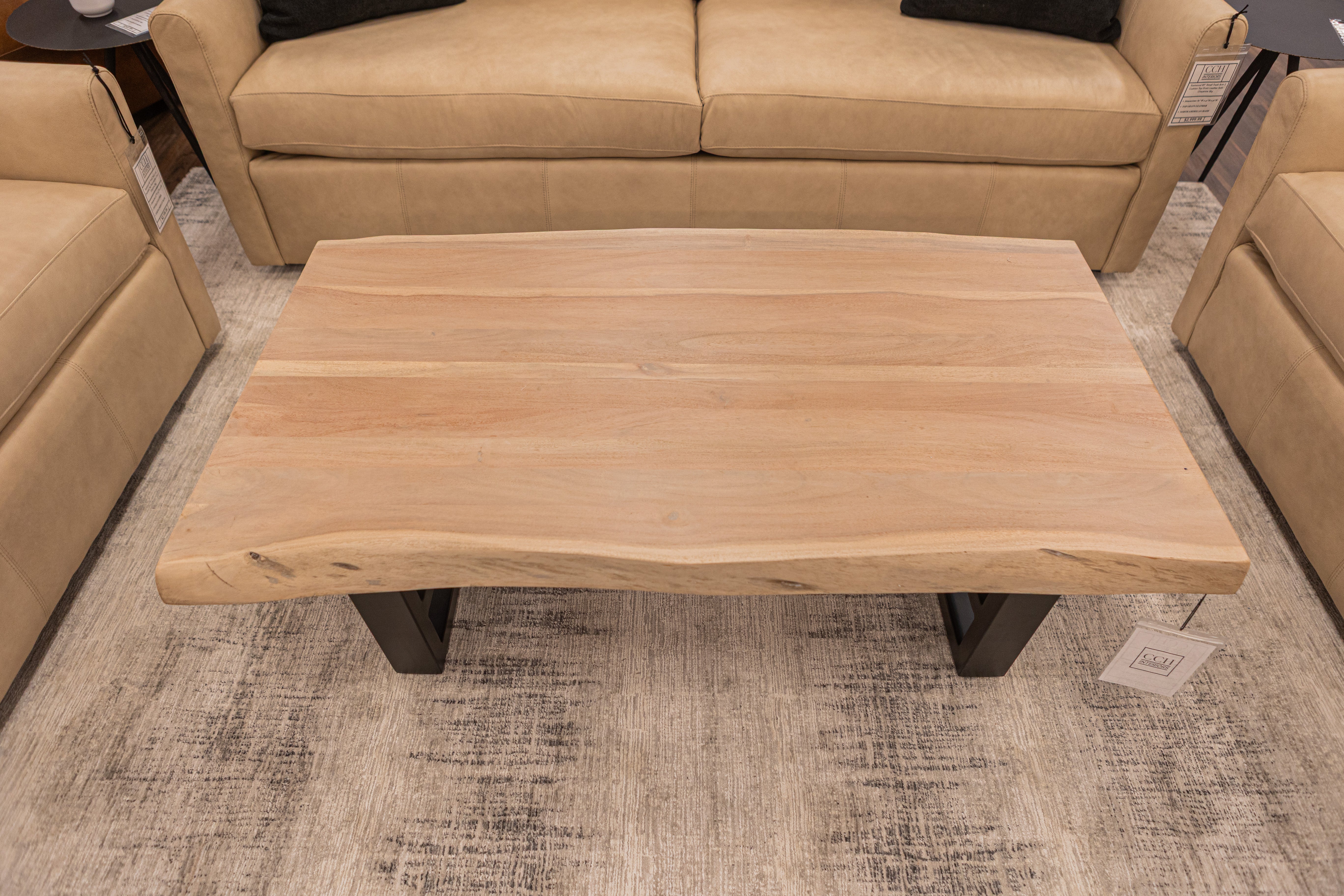 Malcolm Acacia 52" Live Edge Coffee Table - New White Wash