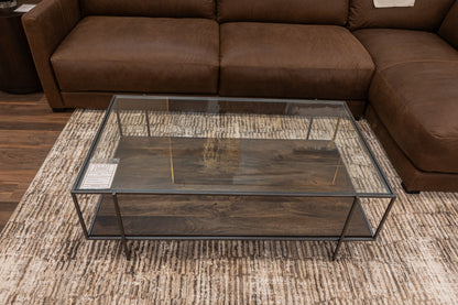 Bynum 48" Glass + Iron Coffee Table
