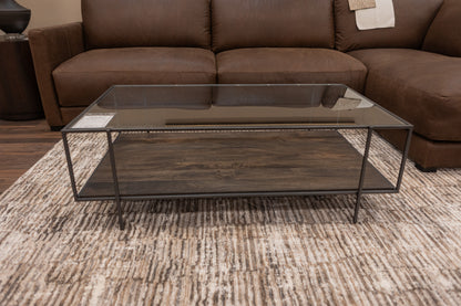 Bynum 48" Glass + Iron Coffee Table