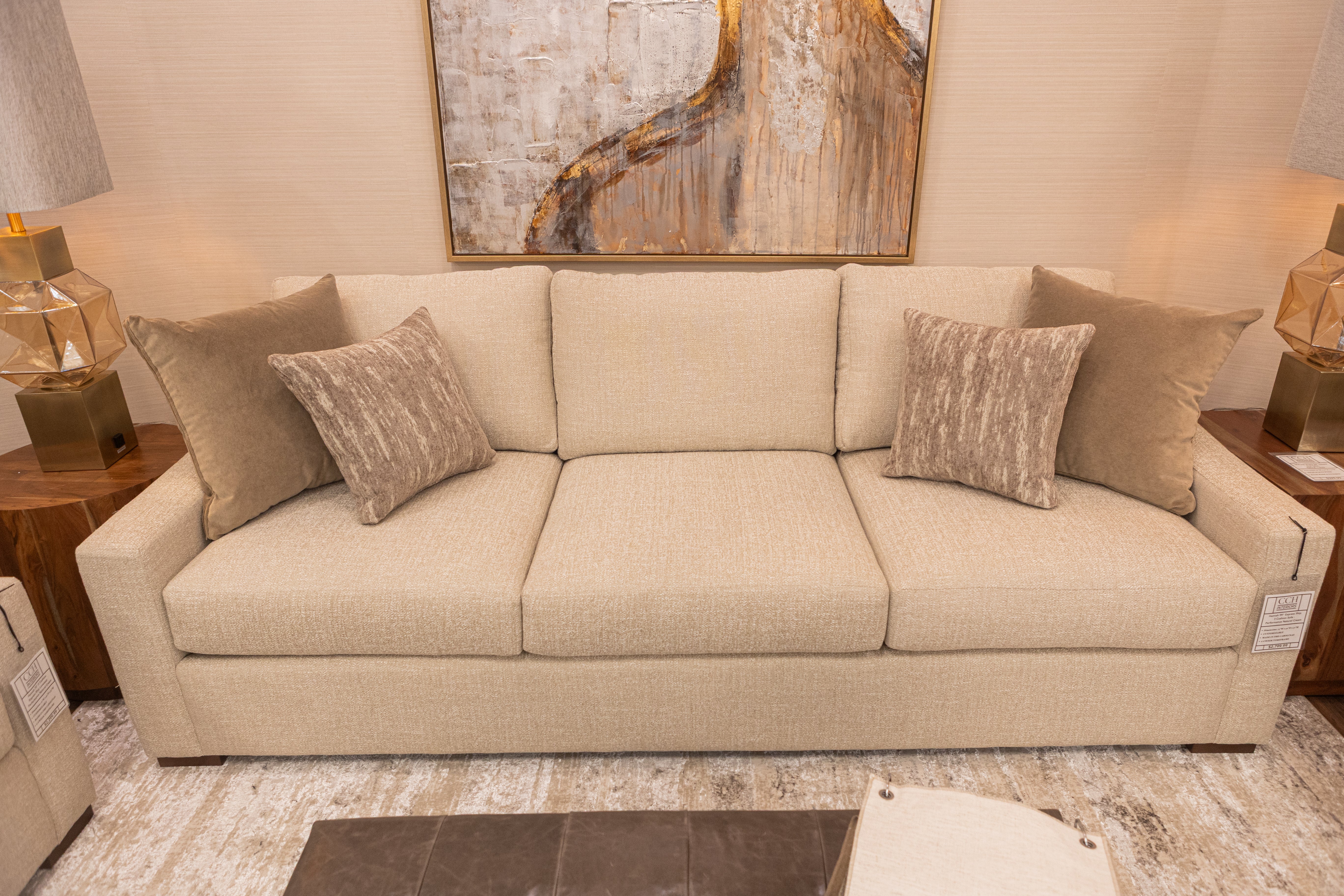 Hannah 99" Express Ship 3 Cushion Sofa - Performance Natural Cream