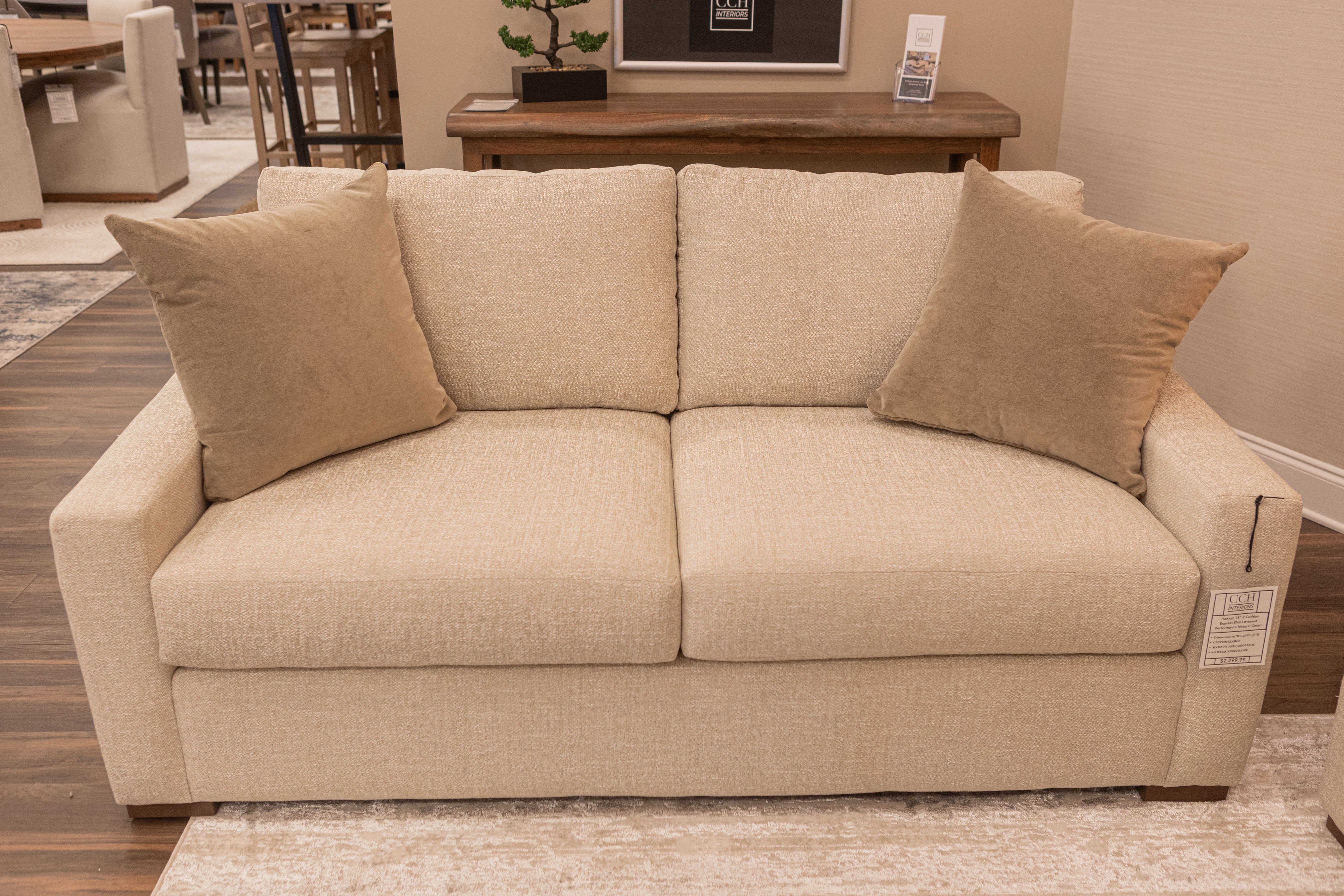 Hannah 75" 2 Cushion Express Ship Loveseat - Performance Natural Cream