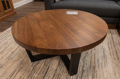 Malcolm Acacia 40" Round Coffee Table - Natural & Gray