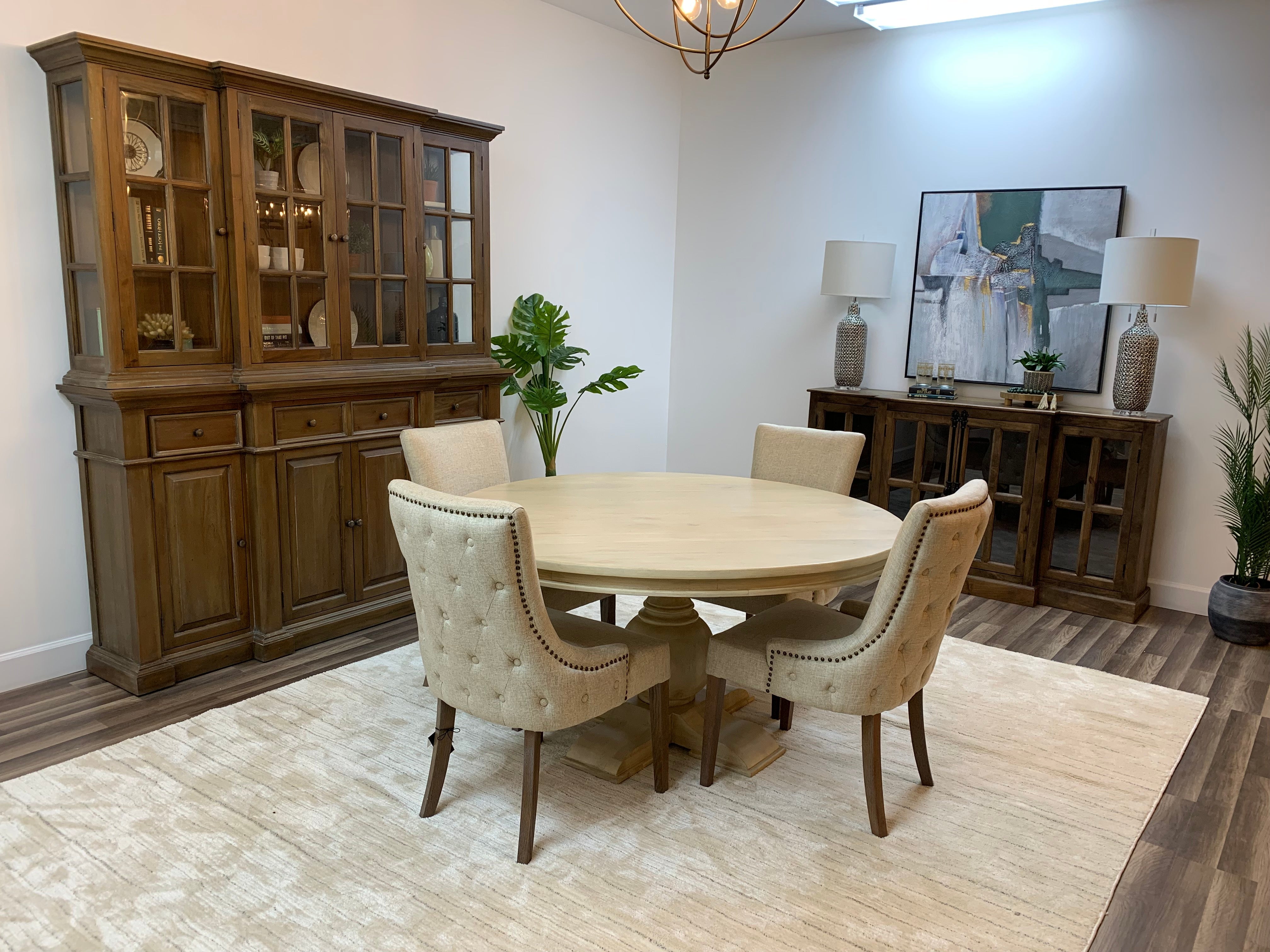 Marcia 60" Acacia Round Dining Table - New White Wash