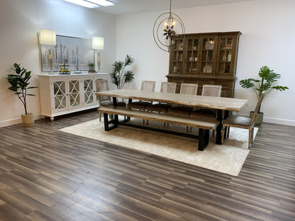 Malcolm Acacia 120" Live Edge Dining Table - New White Wash