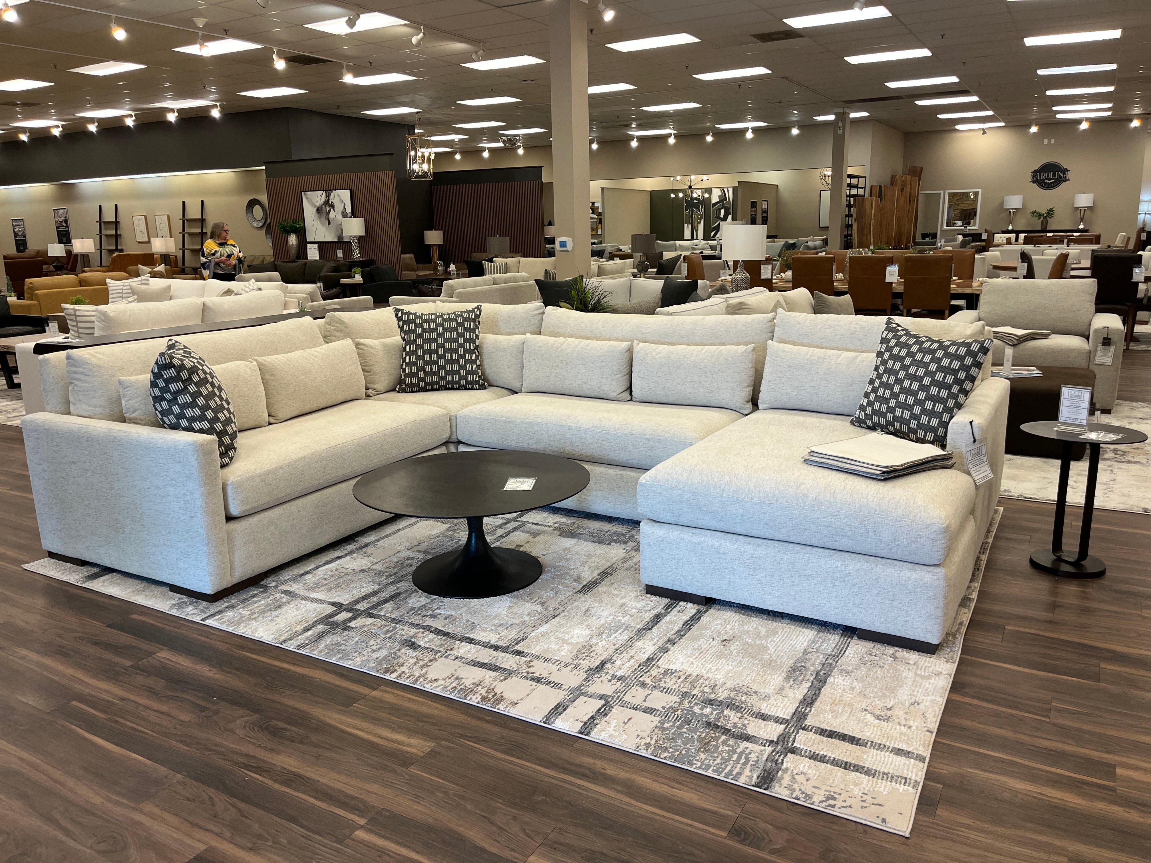 Glenda Quick Ship 144" x 104" Sectional w/ RAF Chaise - Performance Ivory Pearl