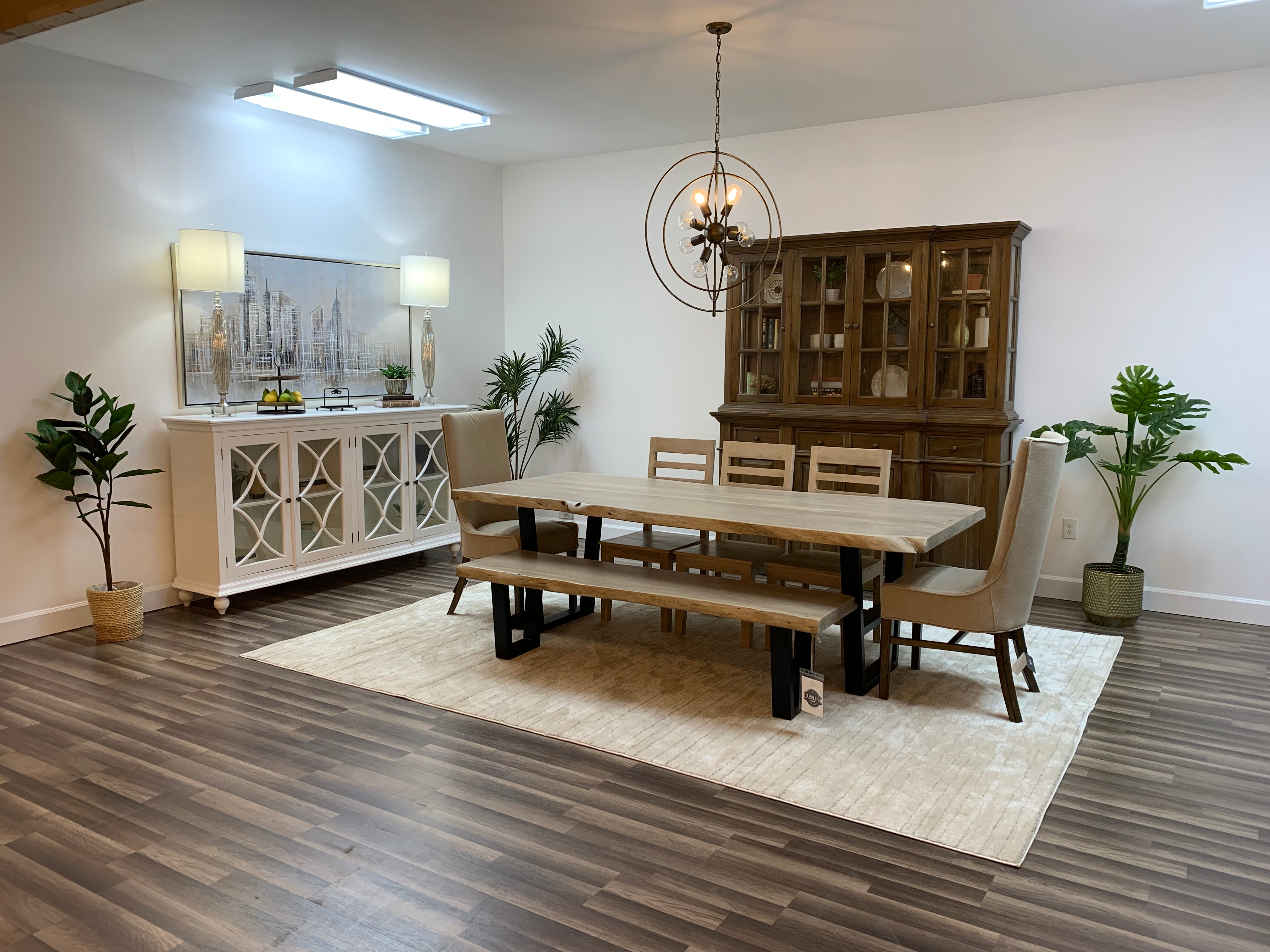 Malcolm Acacia 96' Live Edge Dining Table - New White Wash