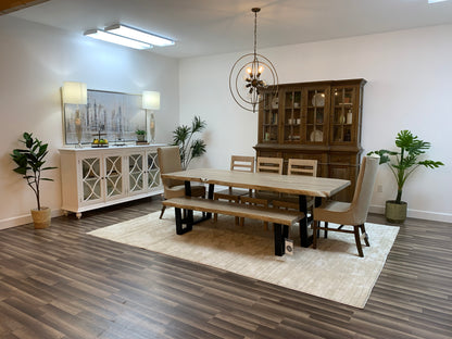 Malcolm Acacia 96' Live Edge Dining Table - New White Wash