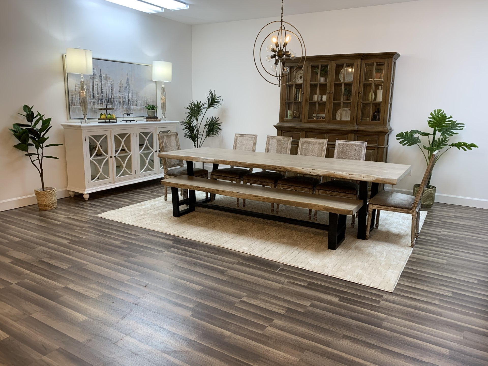 Malcolm Acacia 108' Live Edge Dining Table - New White Wash