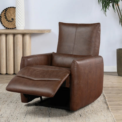 Thaliya 31" Top Grain Leather Power Recliner - Antique Brown