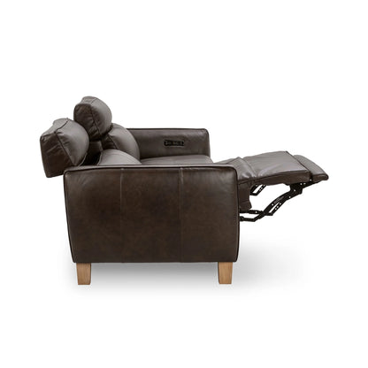Sawyer 89" Top Grain Leather Power Recliner Sofa - Brown