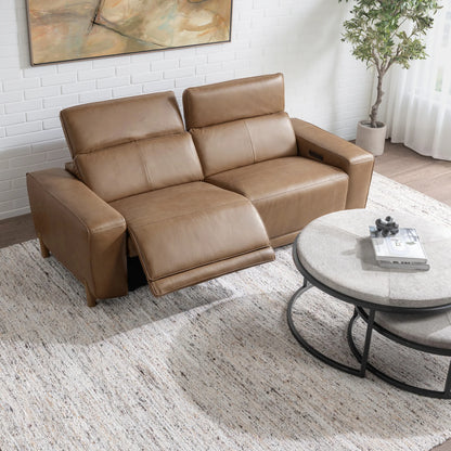 Kayden 85" Top Grain Leather Power Recliner Sofa - Tan
