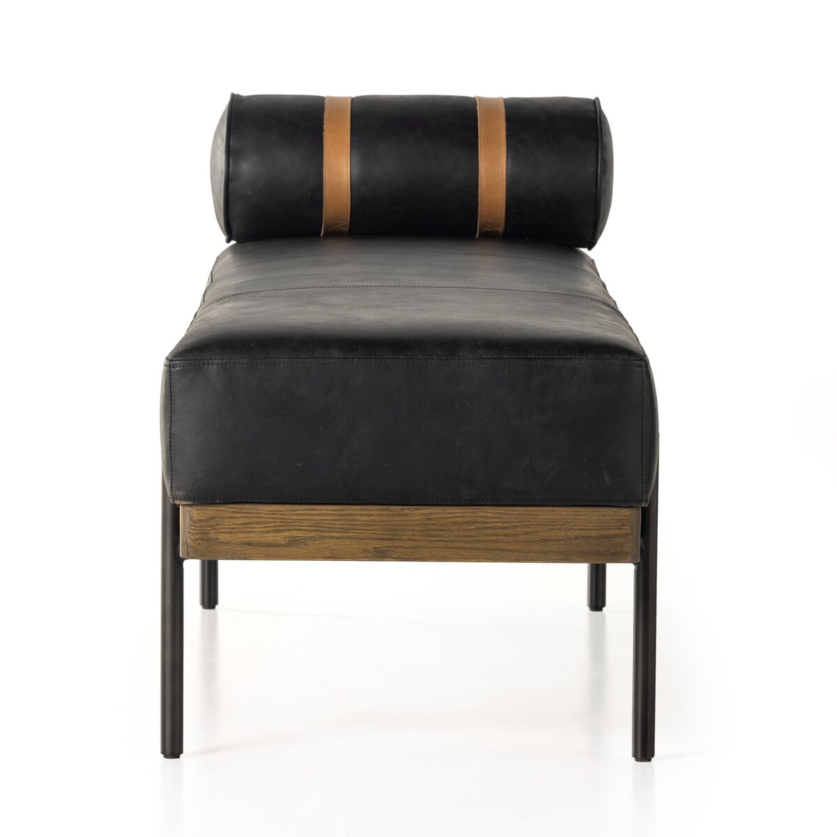 Georgina 66" Top Grain Leather Bench - Rialto Ebony