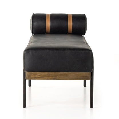 Georgina 66" Top Grain Leather Bench - Rialto Ebony
