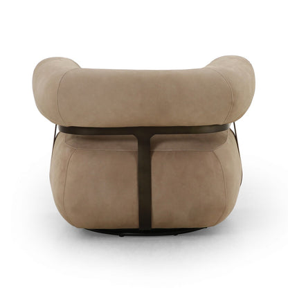 Garlend 37" Top Grain Leather Swivel Chair - Nubuck Silver