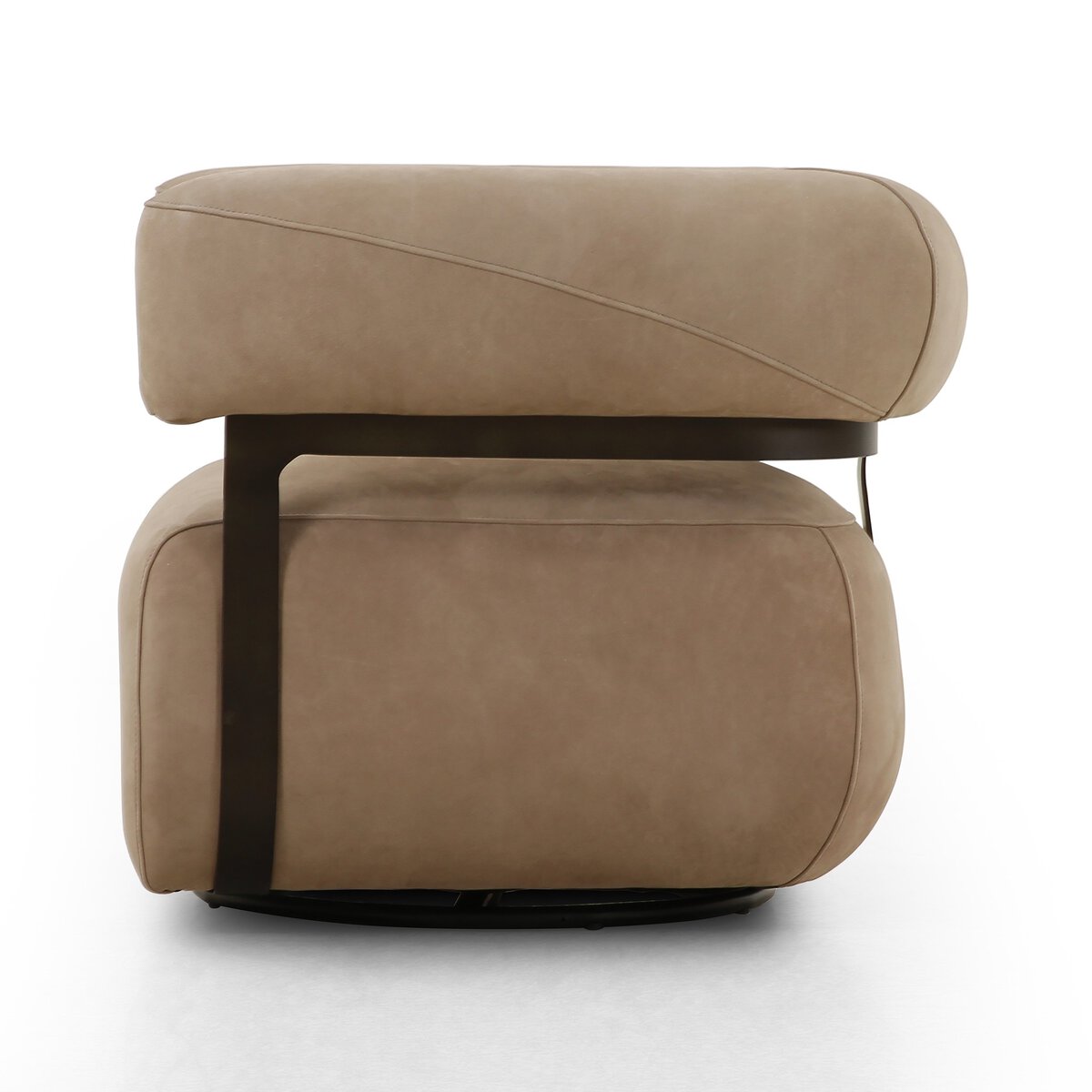 Garlend 37" Top Grain Leather Swivel Chair - Nubuck Silver