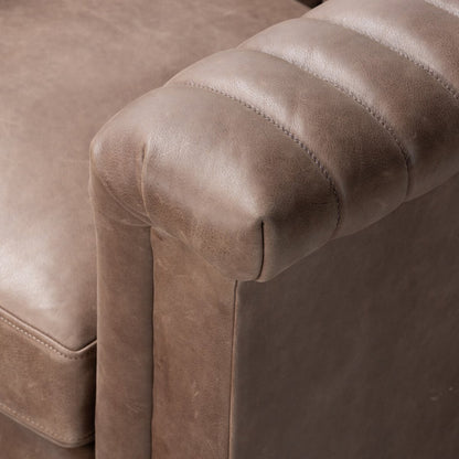 Jovan 37" Top Grain Leather Swivel Chair - Palermo Cigar