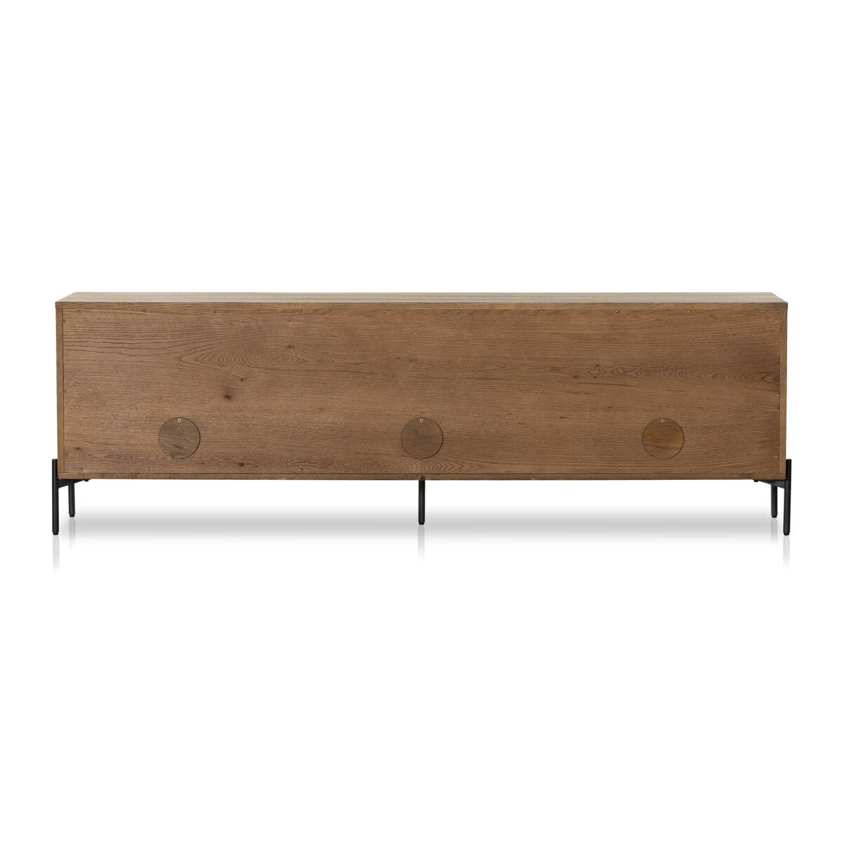 Easton 80" 6 Door Media Sideboard - Amber Oak Resin