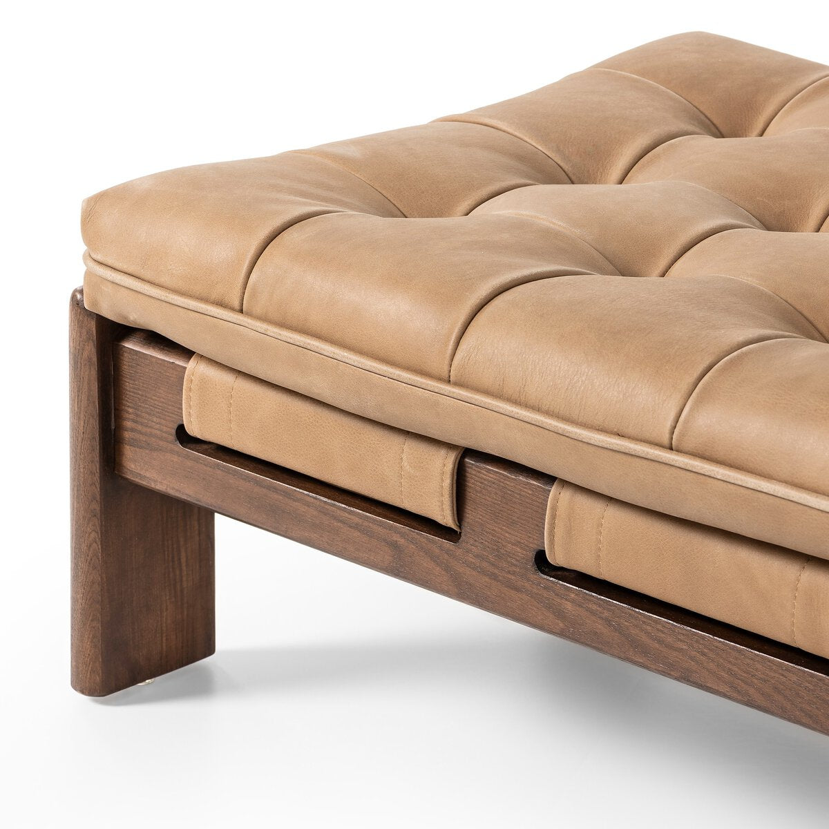 Halton 27" Top Grain Leather Square Ottoman - Palermo Drift