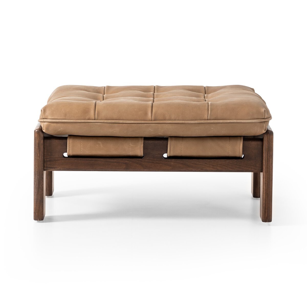 Halton 27" Top Grain Leather Square Ottoman - Palermo Drift