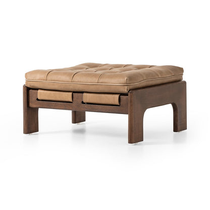 Halton 27" Top Grain Leather Square Ottoman - Palermo Drift