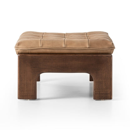 Halton 27" Top Grain Leather Square Ottoman - Palermo Drift