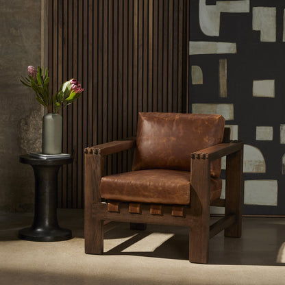 Andromeda 29" Top Grain Leather Occasional Chair - Raleigh Chestnut