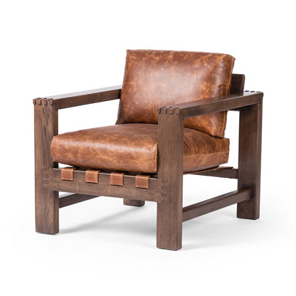 Andromeda 29" Top Grain Leather Occasional Chair - Raleigh Chestnut