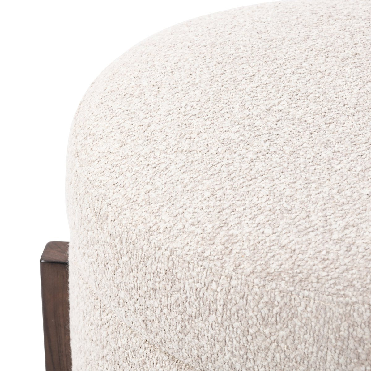 Percival 25" Round Storage Ottoman - Brown Oak + Fog
