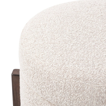 Percival 25" Round Storage Ottoman - Brown Oak + Fog