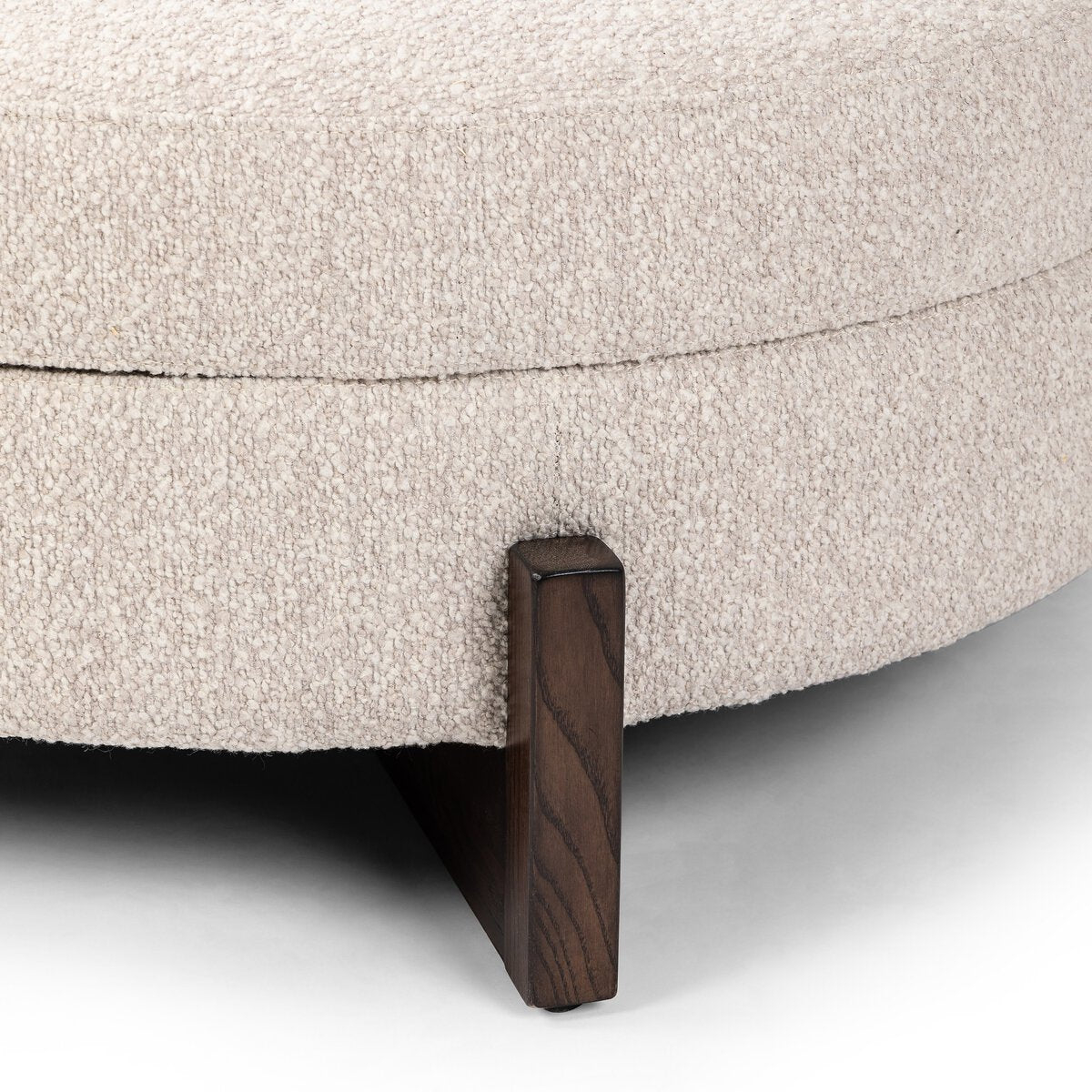 Percival 39" Round Storage Ottoman - Brown Oak + Fog