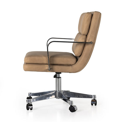 Judah 25" Top Grain Leather Swivel Desk Chair - Palermo Nude