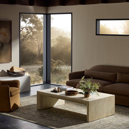Bronson 60" Square Coffee Table - Faux Travertine