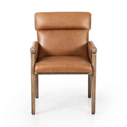 Amanda 24" Top Grain Leather Dining Armchair - Valencia Camel