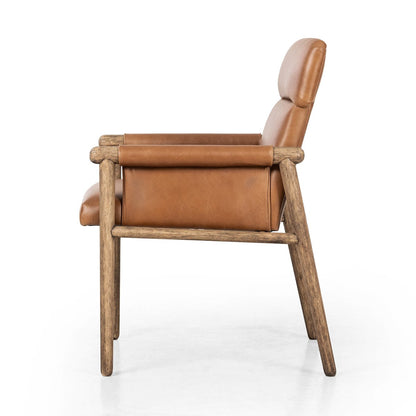 Amanda 24" Top Grain Leather Dining Armchair - Valencia Camel