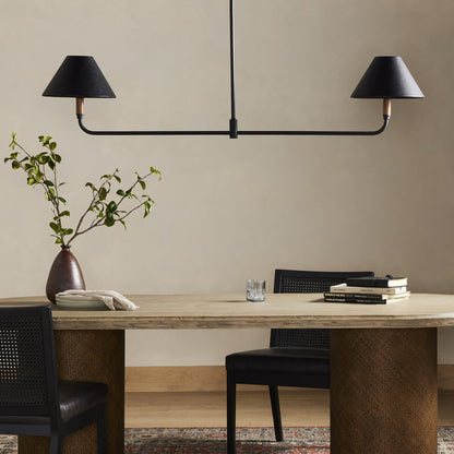 Colleen 62" Linear Double Pendant - Black Leather