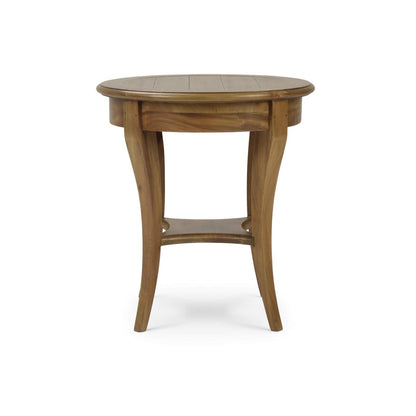 Rosalyn 24" Mahogany Round Side Table - Antique French Oak