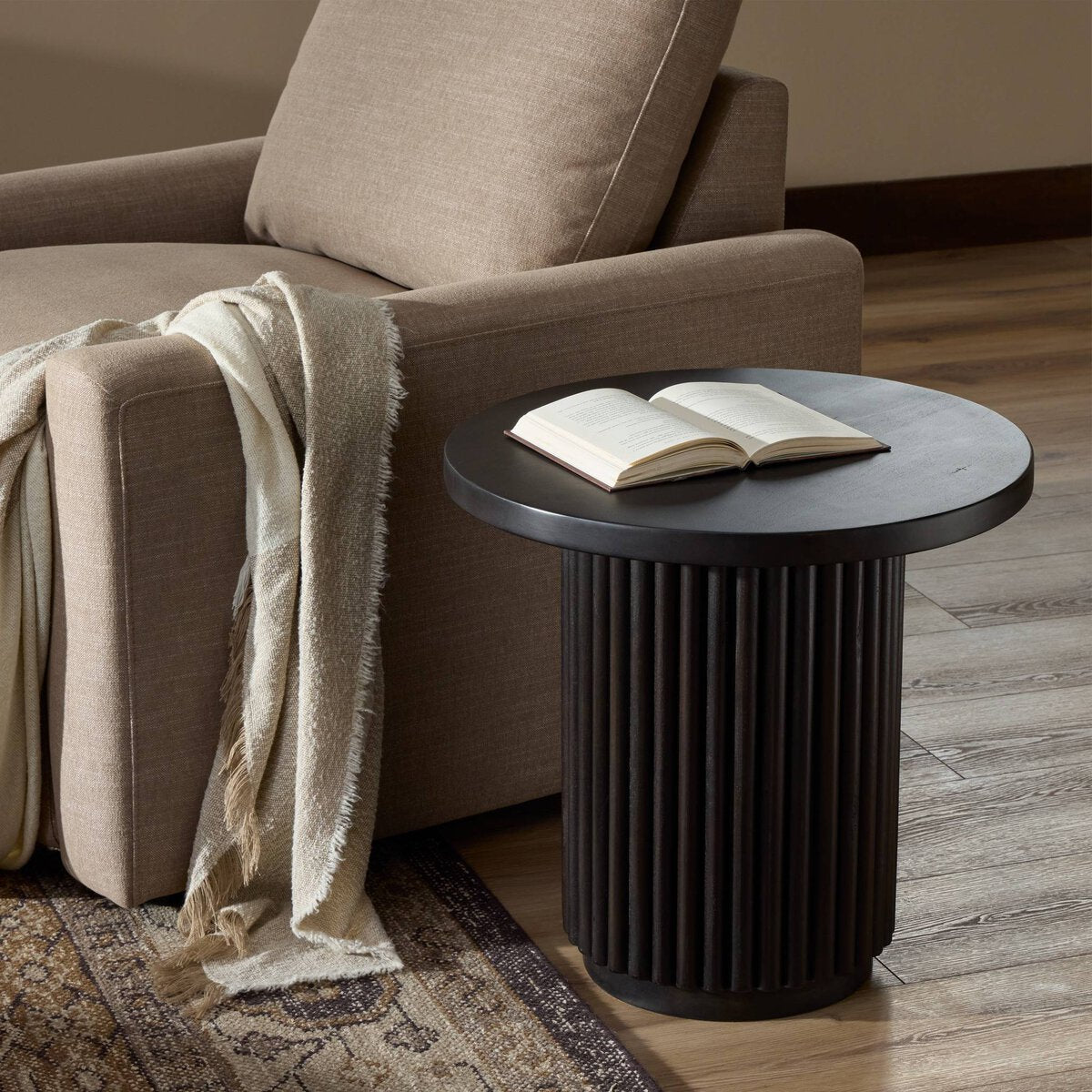Redford 22" Round End Table - Dark Reclaimed