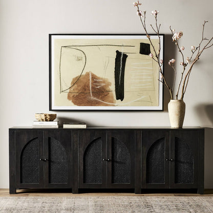 Izara 98" 6 Door Sideboard - Cane + Black Wash