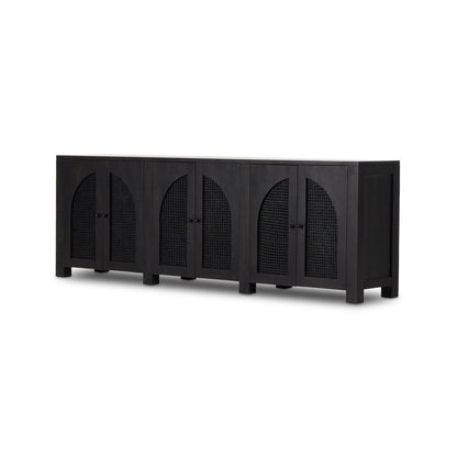 Izara 98" 6 Door Sideboard - Cane + Black Wash