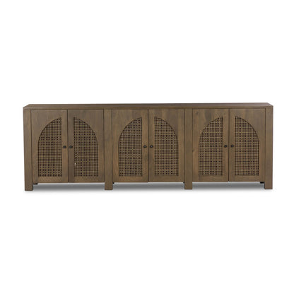 Izara 98" 6 Door Sideboard - Cane + Taupe