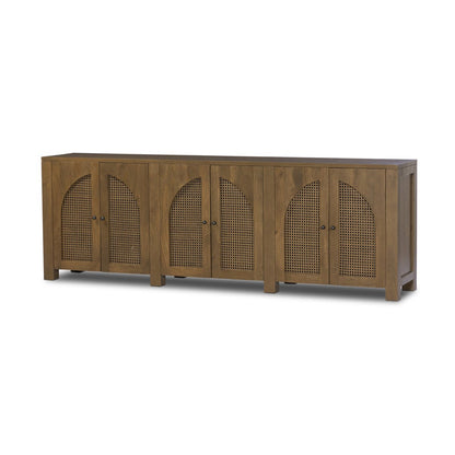 Izara 98" 6 Door Sideboard - Cane + Taupe